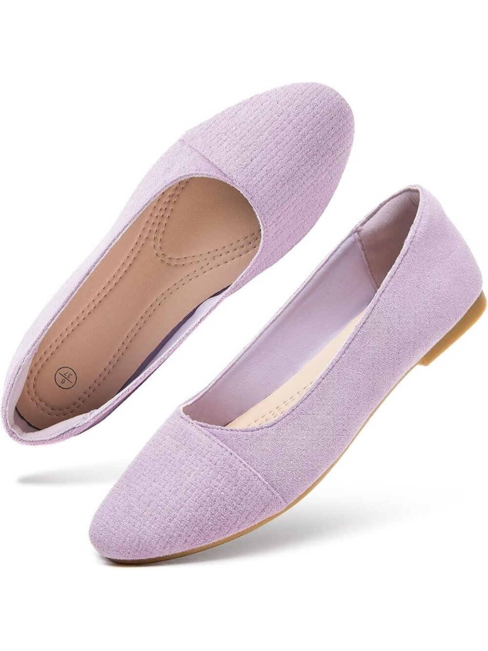 Women's Light Purple Suede Ballet Flats Slip on comfortable Ballerina Shoes